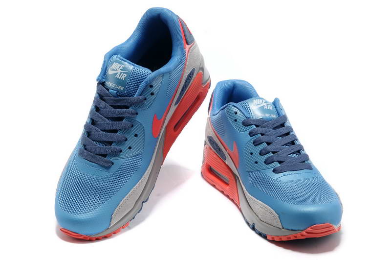 Air Max 90 Hyperfuse fourrure Chaussures Hommes Bleu Gris Orange (3)